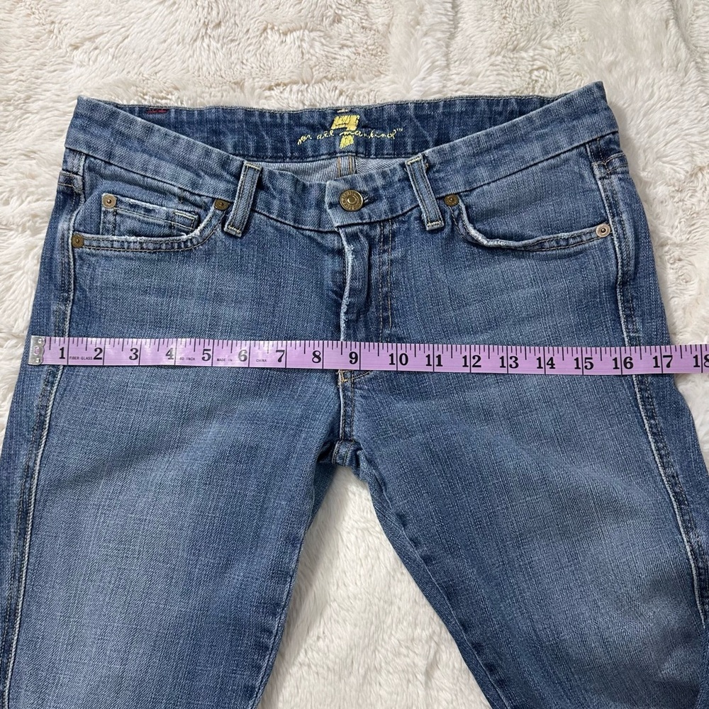 7 For All Mankind Vintage Y2K Low Cut Bootcut Denim Jeans 27 Bling Boho Cowgirl - Picture 8 of 10